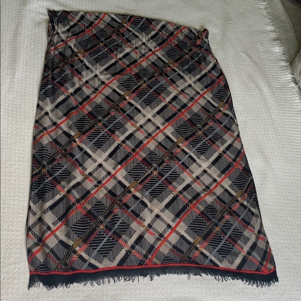 Vera Bradley red, gray, and black plaid scarf